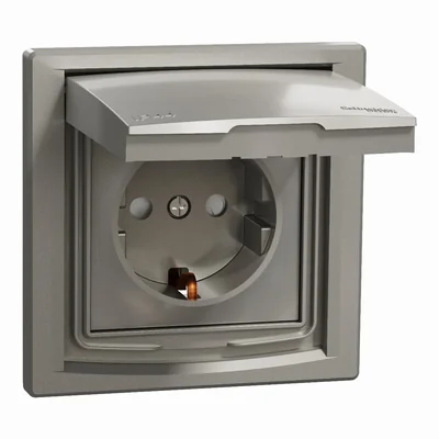 ASFORA Presa singola SCHUKO IP44, marrone metallizzato