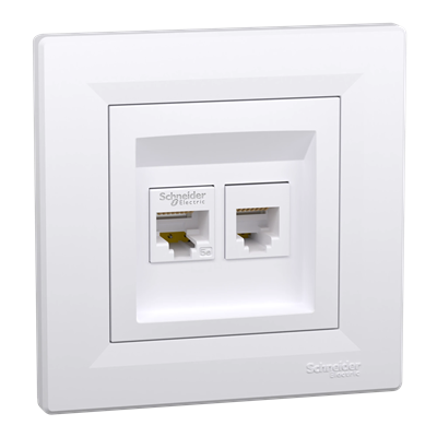 ASFORA Presa telefonica RJ11 + presa computer cat.5e UTP, bianco