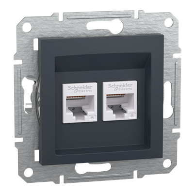 ASFORA Prise ordinateur RJ45 2x cat.6 UTP sans cadre anthracite