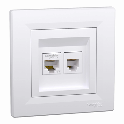 ASFORA RJ11 telephone socket + computer cat.5e UTP white