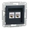 ASFORA Розетка комп'ютерна 2x RJ45 cat.5e UTP без рамки антрацит