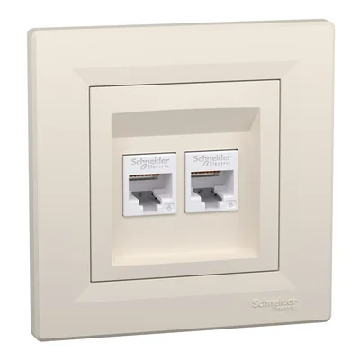 ASFORA Розетка комп'ютерна RJ45 2x cat.6 UTP кремова