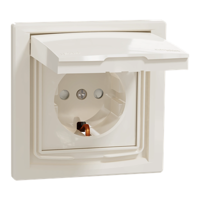 ASFORA SCHUKO single socket outlet cream IP44
