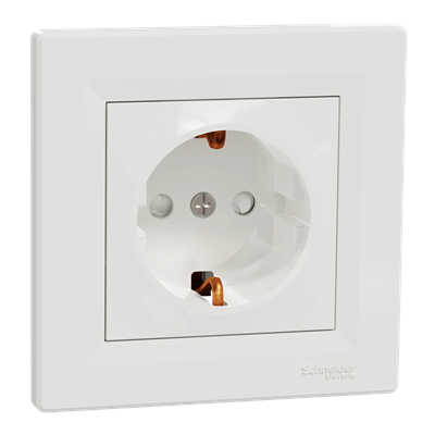 ASFORA Single SCHUKO socket outlet with shutters for current paths, white