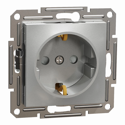 ASFORA Single SCHUKO socket outlet with shutters for current paths without an aluminum frame