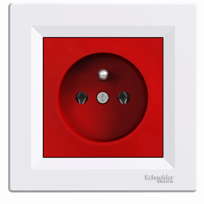 ASFORA Single socket 2P + PE red-white