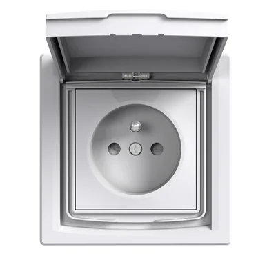 ASFORA Single socket 2P + PE with shutters IP44 white
