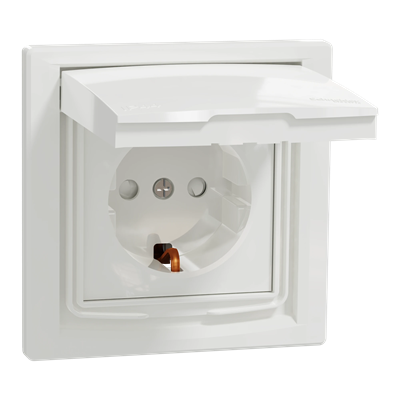 ASFORA Single socket SCHUKO IP44 white