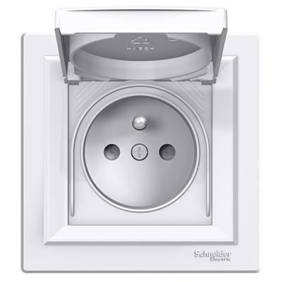 ASFORA Socket 2P + PE IP44 for frame system with white frame