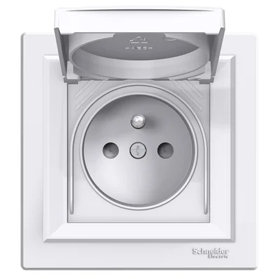 ASFORA Socket 2P + PE IP44 for frame system with white frame