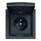 ASFORA Socket 2P + PE IP44 with 1-way frame with anthracite cover