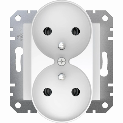ASFORA Socket 2x2P + PE for the frame system white