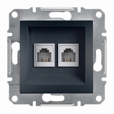 ASFORA Telephone socket 2x RJ11 without frame anthracite