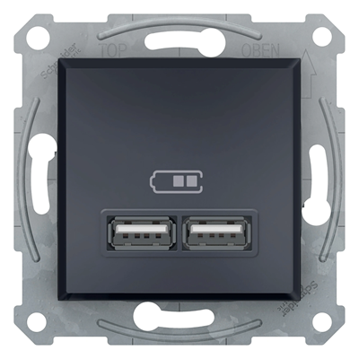 ASFORA USB charger socket 2.1A with anthracite frame