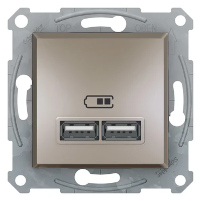 ASFORA USB charger socket 2.1A with brown frame