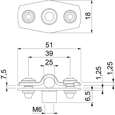 ASG 732 25 G Distanzklemme mit M6-Gewindeanschluss