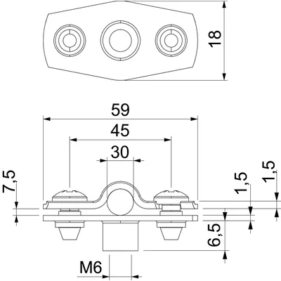 ASG 732 30 G Spacer clamp with M6 threaded connection