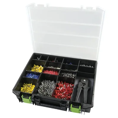 Assortimento di inserti per ghiere DIN II con pinza per crimpatura