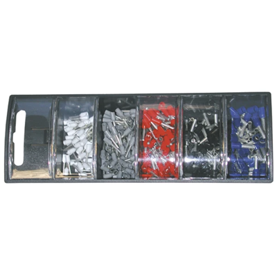 Assortment of insulated end sleeves. DIN plastic cassette