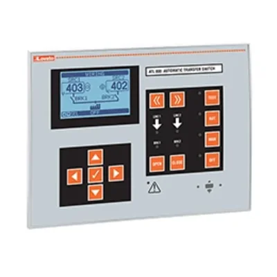 ATL800 Automatic Transfer Switch Controller with optical port. Controls 2 three-phase power sources and 1 clutch device (180x240mm), auxiliary power supply 110…240VAC and 12/24/48VDC, expandable with EXP modules, built-in RS485
