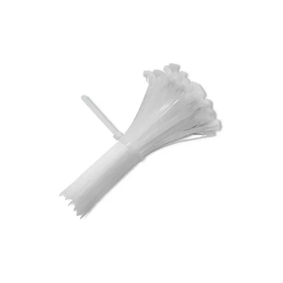 Attaches de câble réutilisables Qoltec | 4,8 x 200 mm | Nylon 66 résistant aux UV | Blanc