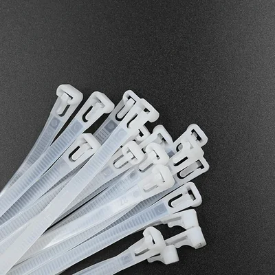 Attaches de câble réutilisables Qoltec | 4,8 x 200 mm | Nylon 66 résistant aux UV | Blanc