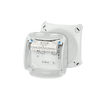 Aufputz-Abzweigdose DK 0404 GZ 104x104x70mm mit 4mm Klemmleiste IP66 grau
