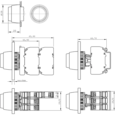 Aufputz-Feuertaster 1xNO 1xNC Ring vernickelt