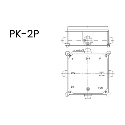 Aufputzdose 103x103x60mm IP44 weiß