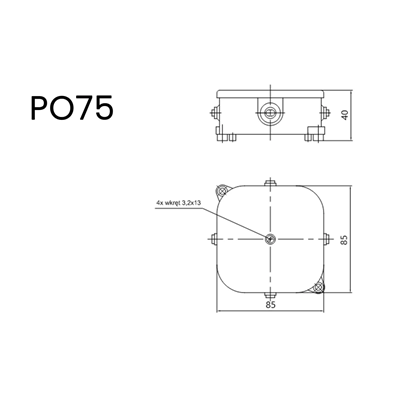 Aufputzdose mit Einsatz 85x85x40mm IP44 weiß