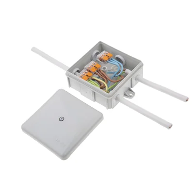 Aufputzdose MZ 86x86x39 5x2,5mm² 6 Steckdosen leer IP 55 - weiß