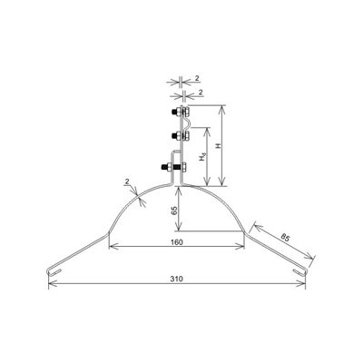 Ausziehbarer Firstziegelgriff Z-Bogen H=12 cm /OH/