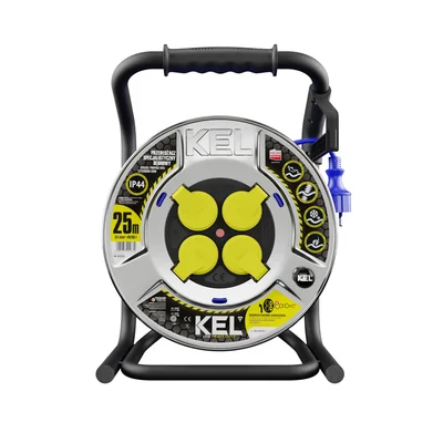 Avvolgicavo di prolunga PB-HEAVY/D/K/25M/3X1.5/H07BQ HEAVY LINE; 4x2p+Z; IP44; 16A; H07BQ-F; 3x1.5; 25 m; blu