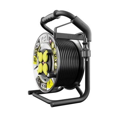 Avvolgicavo di prolunga PB-HEAVY/D/K/40M/3X2.5/H05RR HEAVY LINE; 4x2p+Z; IP44; 16A; H05RR-F; 3x2.5; 40m; nero
