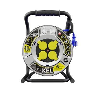 Avvolgicavo di prolunga PB-HEAVY/D/K/40M/3X2.5/H07BQ HEAVY LINE; 4x2p+Z; IP44; 16A; H07BQ-F; 3x2.5; 40m; blu