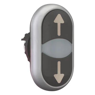 Azionamento a doppio pulsante con ritorno a molla, colore nero - frecce su e giù, M22-DDL-S-X7/X7