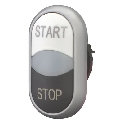 Azionamento a doppio pulsante con ritorno a molla, start bianco, stop nero, M22-DDL-WS-GB1/GB0