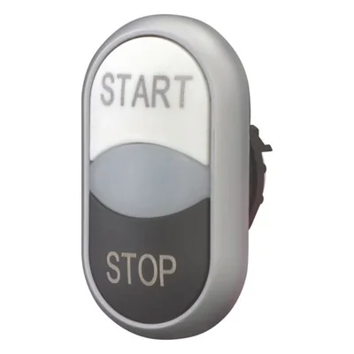 Azionamento a doppio pulsante con ritorno a molla, start bianco, stop nero, M22-DDL-WS-GB1/GB0