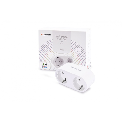 Azzardo SMART Doppelsteckdose mit Stecker 16A 110-240V weiß WiFi AZ3476