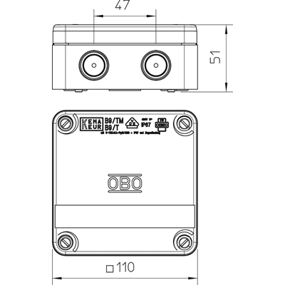 B 9/T Монтажна коробка з сальником IP67 сірий