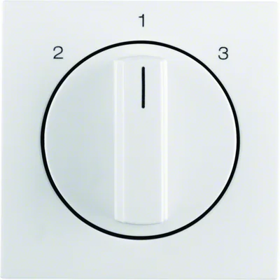 B. Placa frontal cuadrada con perilla para interruptor de 3 posiciones sin posición 0 blanca