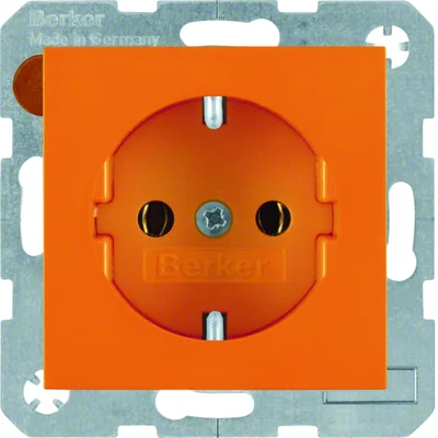 B. QUADRATISCHE SCHUKO-Steckdose orange glänzend