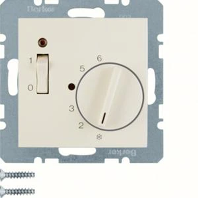 B. SQUARE 24V Raumtemperaturregler mit Schließerkontakt, Zentralelement und Stecker, creme