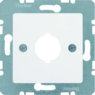 B. SQUARE Central plate with a hole Ø 18.8 mm for answering devices, snow-white
