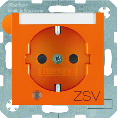 B. SQUARE SCHUKO socket with a control diode and a description field, printing "ZSV" orange