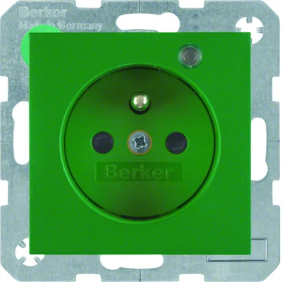 B. SQUARE Socket with earthing and control LED with increased protection of contacts green matt