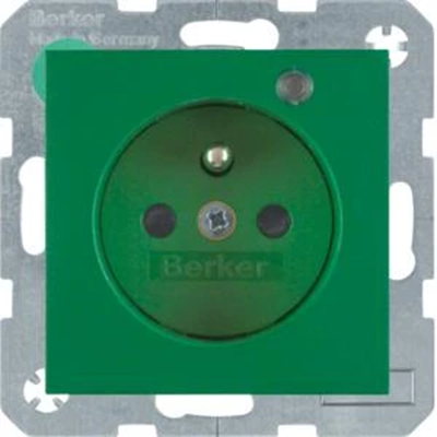 B. SQUARE Socket with earthing and control LED with increased protection of contacts green matt