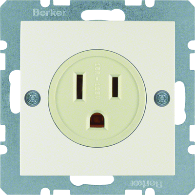 B. SQUARE Socket with ground "USA/CANADA" NEMA 5-15R cream