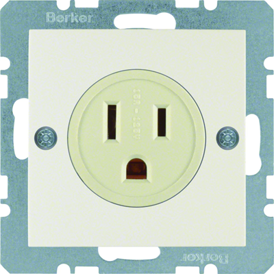 B. SQUARE Socket with ground "USA/CANADA" NEMA 5-15R cream