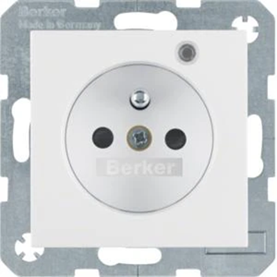 B. SQUARE Socket with grounding and control LED with increased contact protection snow-white matt